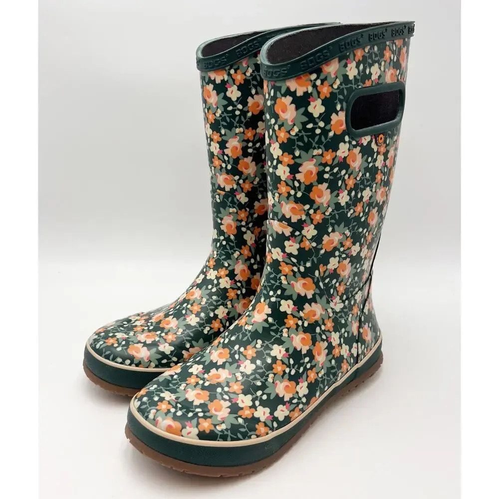 Bogs Kids RainBoot US 5 EU 38 Floral Green Multicolor Waterproof NWOB